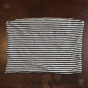 Navy blue and white stripped tube top